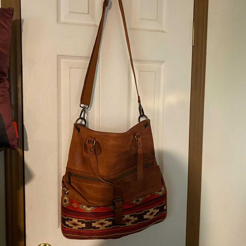 Sheryl Crow leather messenger bag with lyrics